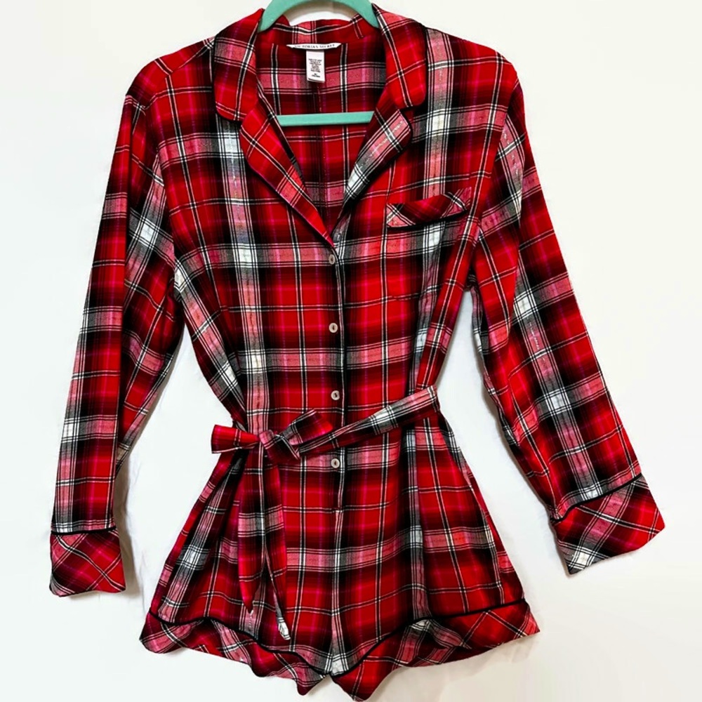 Victoria’s Secret Flannel Tie Romper Pajama
